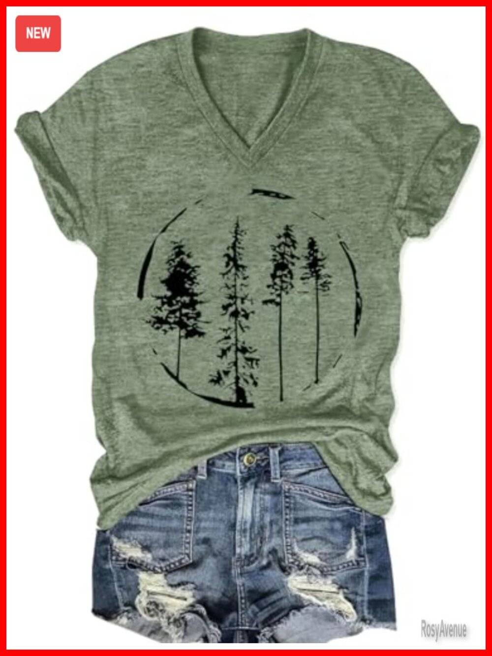 Vintage Boho V-Neck Floral Graphic Tee Short Sleeve Casual Top